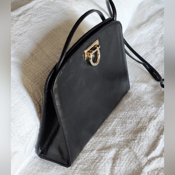 High Fashion Made in Italy Black Leather Bag Purse Crossbody Vintage Classic - Picture 3 of 15